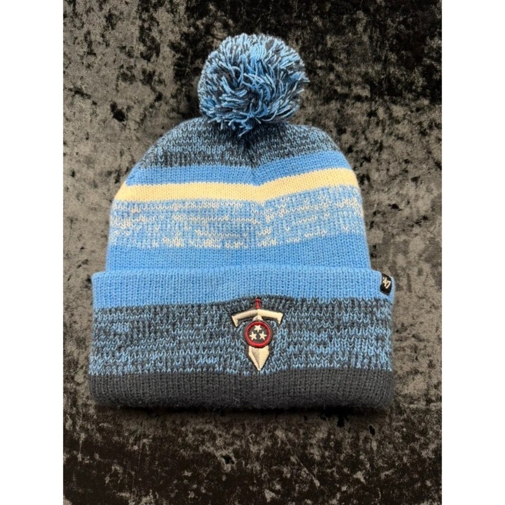 Tennessee Titans '47 Brand Pom Beanie Knit Hat Blue NFL Cuffed OSFA Football